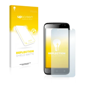 Face avant d’un emballage produit avec le logo de la marque upscreen. À côté, l’appareil Yezz Andy 4.5EL est représenté avec l