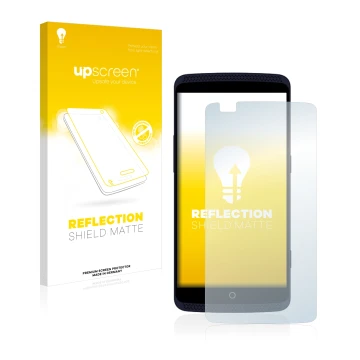 Face avant d’un emballage produit avec le logo de la marque upscreen. À côté, l’appareil ZTE Axon Elite est représenté avec la