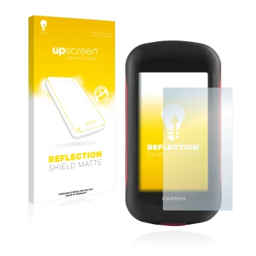 Face avant d’un emballage produit avec le logo de la marque upscreen. À côté, l’appareil Garmin Montana 680 est représenté ave