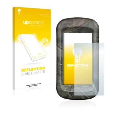 Face avant d’un emballage produit avec le logo de la marque upscreen. À côté, l’appareil Garmin Montana 680t est représenté av