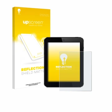 Face avant d’un emballage produit avec le logo de la marque upscreen. À côté, l’appareil est représenté avec la protection d’é