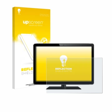 Face avant d’un emballage produit avec le logo de la marque upscreen. À côté, l’appareil est représenté avec la protection d’é
