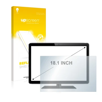 Face avant d’un emballage produit avec le logo de la marque upscreen. À côté, l’appareil est représenté avec la protection d’é