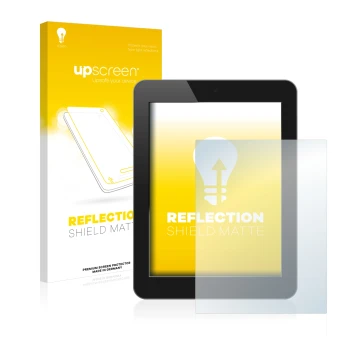 Face avant d’un emballage produit avec le logo de la marque upscreen. À côté, l’appareil est représenté avec la protection d’é