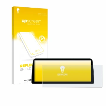 Face avant d’un emballage produit avec le logo de la marque upscreen. À côté, l’appareil BMW Professional 10.2
