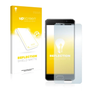 Face avant d’un emballage produit avec le logo de la marque upscreen. À côté, l’appareil Samsung Galaxy A3 2016 est représenté