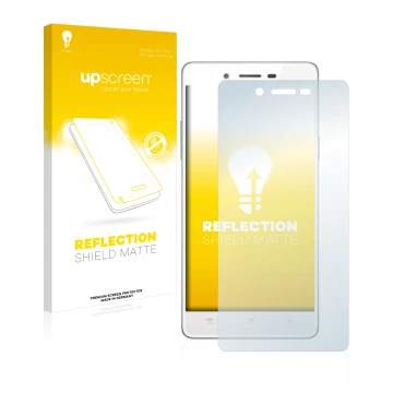 Face avant d’un emballage produit avec le logo de la marque upscreen. À côté, l’appareil Oppo A51 est représenté avec la prote