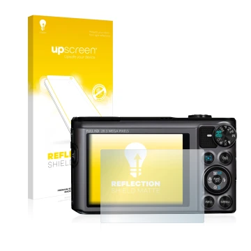 Face avant d’un emballage produit avec le logo de la marque upscreen. À côté, l’appareil Canon PowerShot SX720 HS est représen