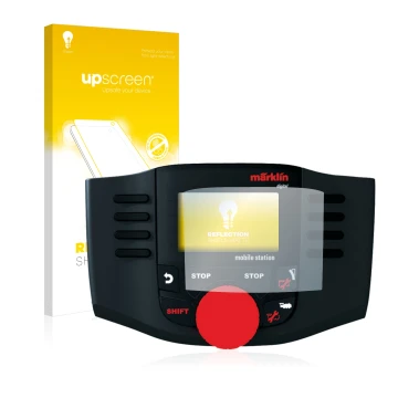 Face avant d’un emballage produit avec le logo de la marque upscreen. À côté, l’appareil Märklin Mobile Station 60657 2016 est