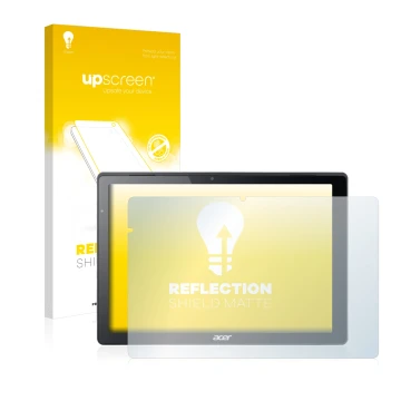 Face avant d’un emballage produit avec le logo de la marque upscreen. À côté, l’appareil Acer Switch Alpha 12 est représenté a