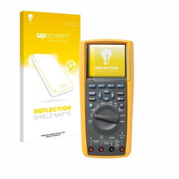 Face avant d’un emballage produit avec le logo de la marque upscreen. À côté, l’appareil Fluke MultiMeter 289 est représenté a