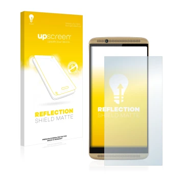 Face avant d’un emballage produit avec le logo de la marque upscreen. À côté, l’appareil ZTE Axon 7 est représenté avec la pro