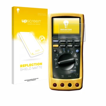 Face avant d’un emballage produit avec le logo de la marque upscreen. À côté, l’appareil Fluke MultiMeter 189 est représenté a