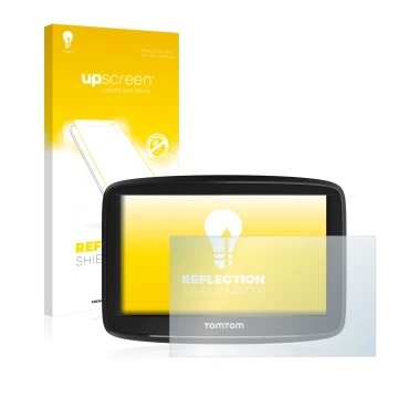 Face avant d’un emballage produit avec le logo de la marque upscreen. À côté, l’appareil TomTom Start 52 est représenté avec l