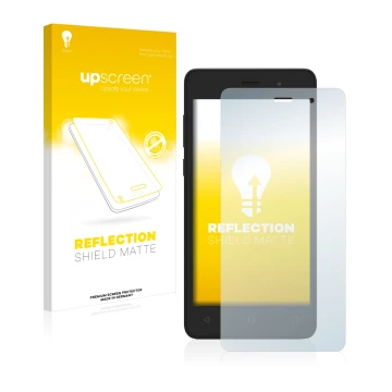 Face avant d’un emballage produit avec le logo de la marque upscreen. À côté, l’appareil Archos 45d Platinum est représenté av