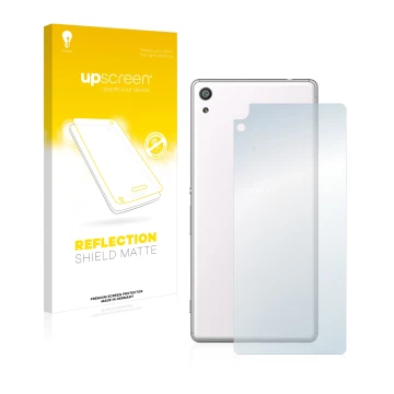 Face avant d’un emballage produit avec le logo de la marque upscreen. À côté, l’appareil Sony Xperia XA Ultra (Arrière) est re