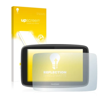 Face avant d’un emballage produit avec le logo de la marque upscreen. À côté, l’appareil TomTom Go 6200 est représenté avec la