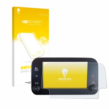 Face avant d’un emballage produit avec le logo de la marque upscreen. À côté, l’appareil Fiat Tipo 2016-2019 Uconnet 7