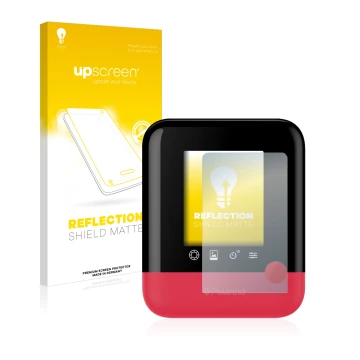 Face avant d’un emballage produit avec le logo de la marque upscreen. À côté, l’appareil Polaroid Pop est représenté avec la p