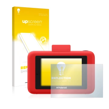 Face avant d’un emballage produit avec le logo de la marque upscreen. À côté, l’appareil Polaroid Snap Touch est représenté av