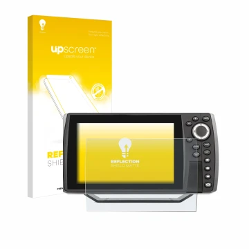 Face avant d’un emballage produit avec le logo de la marque upscreen. À côté, l’appareil Humminbird Helix 7 est représenté ave