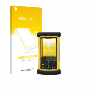 Face avant d’un emballage produit avec le logo de la marque upscreen. À côté, l’appareil Trimble Nomad 1050XE est représenté a