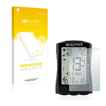 Face avant d’un emballage produit avec le logo de la marque upscreen. À côté, l’appareil Sigma BC 23.16 est représenté avec la