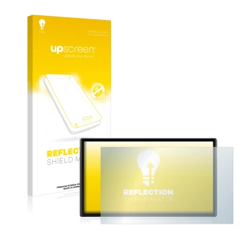 Face avant d’un emballage produit avec le logo de la marque upscreen. À côté, l’appareil Garmin DriveSmart 61 LMT-S est représ