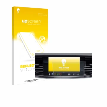 Face avant d’un emballage produit avec le logo de la marque upscreen. À côté, l’appareil Opel Insignia 2017 Navi 900 IntelliLi