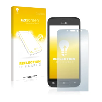 Face avant d’un emballage produit avec le logo de la marque upscreen. À côté, l’appareil Doro 8040 est représenté avec la prot