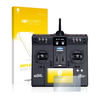 Face avant d’un emballage produit avec le logo de la marque upscreen. À côté, l’appareil Robbe Futaba FX-36 est représenté ave