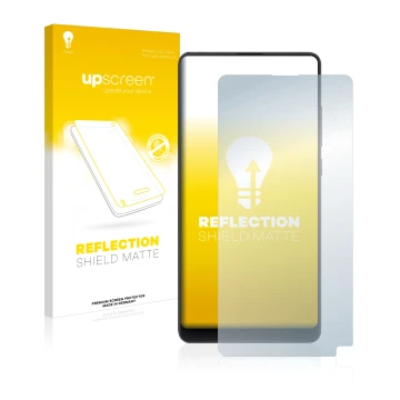 Face avant d’un emballage produit avec le logo de la marque upscreen. À côté, l’appareil Xiaomi Mi Mix 2S est représenté avec 