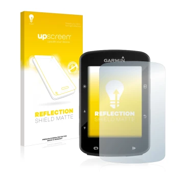 Face avant d’un emballage produit avec le logo de la marque upscreen. À côté, l’appareil Garmin Edge 520 Plus est représenté a