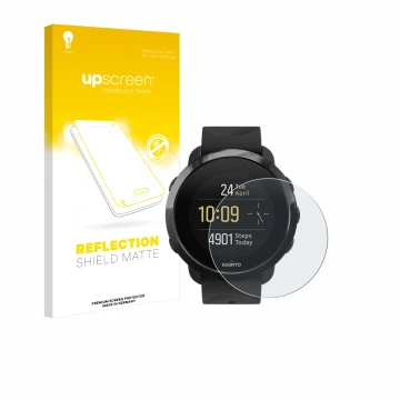 Face avant d’un emballage produit avec le logo de la marque upscreen. À côté, l’appareil Suunto 3 Fitness est représenté avec 