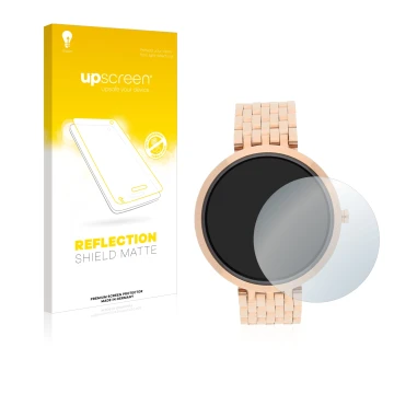 Face avant d’un emballage produit avec le logo de la marque upscreen. À côté, l’appareil Xlyne X-Watch Siona XW Fit est représ