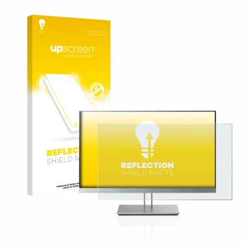 Face avant d’un emballage produit avec le logo de la marque upscreen. À côté, l’appareil HP EliteDisplay E233 est représenté a