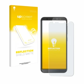 Face avant d’un emballage produit avec le logo de la marque upscreen. À côté, l’appareil Gigaset GS185 est représenté avec la 