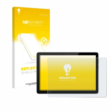 Face avant d’un emballage produit avec le logo de la marque upscreen. À côté, l’appareil Huawei MediaPad T5 10 est représenté 