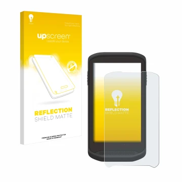 Face avant d’un emballage produit avec le logo de la marque upscreen. À côté, l’appareil Zebra TC25 est représenté avec la pro