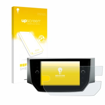 Face avant d’un emballage produit avec le logo de la marque upscreen. À côté, l’appareil Seat Ibiza Media System Pro 8