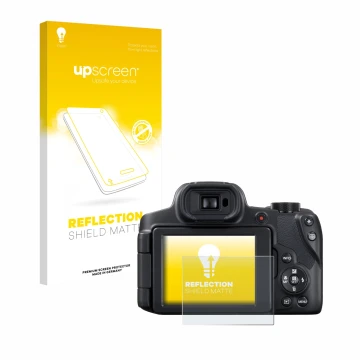 Face avant d’un emballage produit avec le logo de la marque upscreen. À côté, l’appareil Canon PowerShot SX70 HS est représent