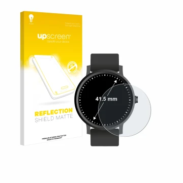 Face avant d’un emballage produit avec le logo de la marque upscreen. À côté, l’appareil Montres (Circulaire, ø: 41.5 mm) est 