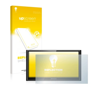 Face avant d’un emballage produit avec le logo de la marque upscreen. À côté, l’appareil Kenwood DMX7018DABS est représenté av