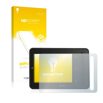 Face avant d’un emballage produit avec le logo de la marque upscreen. À côté, l’appareil ISDT BG-8S est représenté avec la pro