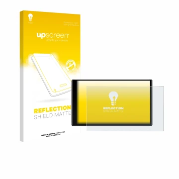 Face avant d’un emballage produit avec le logo de la marque upscreen. À côté, l’appareil Garmin DriveTrack 71 est représenté a