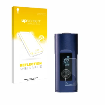 Face avant d’un emballage produit avec le logo de la marque upscreen. À côté, l’appareil Arizer Solo 2 est représenté avec la 