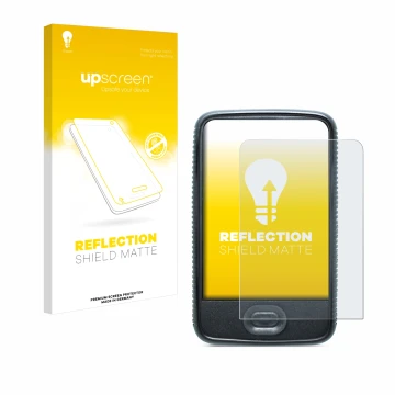 Face avant d’un emballage produit avec le logo de la marque upscreen. À côté, l’appareil Dexcom G6 Receiver CGM est représenté