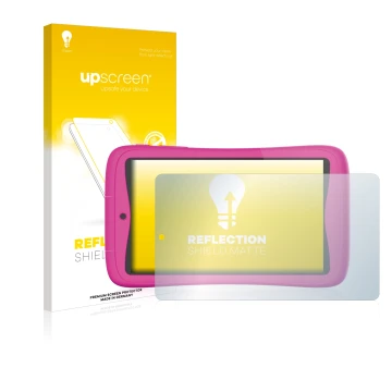 Face avant d’un emballage produit avec le logo de la marque upscreen. À côté, l’appareil Kurio Connect 7