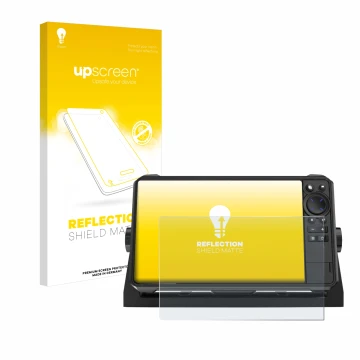 Face avant d’un emballage produit avec le logo de la marque upscreen. À côté, l’appareil Lowrance HDS 9 Live Echolot est repré