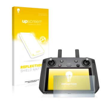 Face avant d’un emballage produit avec le logo de la marque upscreen. À côté, l’appareil DJI Smart Controller est représenté a